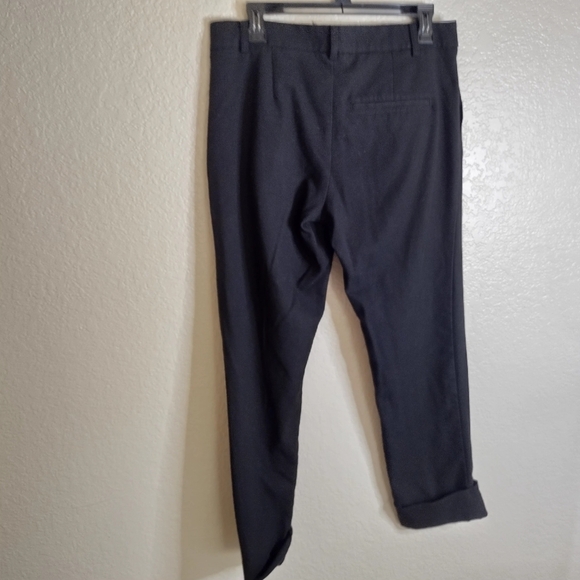 Free People Trouser Onyx Black Rolled Cuff Hem Straight Leg Sz 6 - Picture 7 of 10